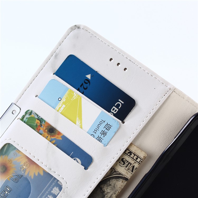 Marble Pattern Leather Wallet Case with Stand for Samsung Galaxy C7 Pro - White-9