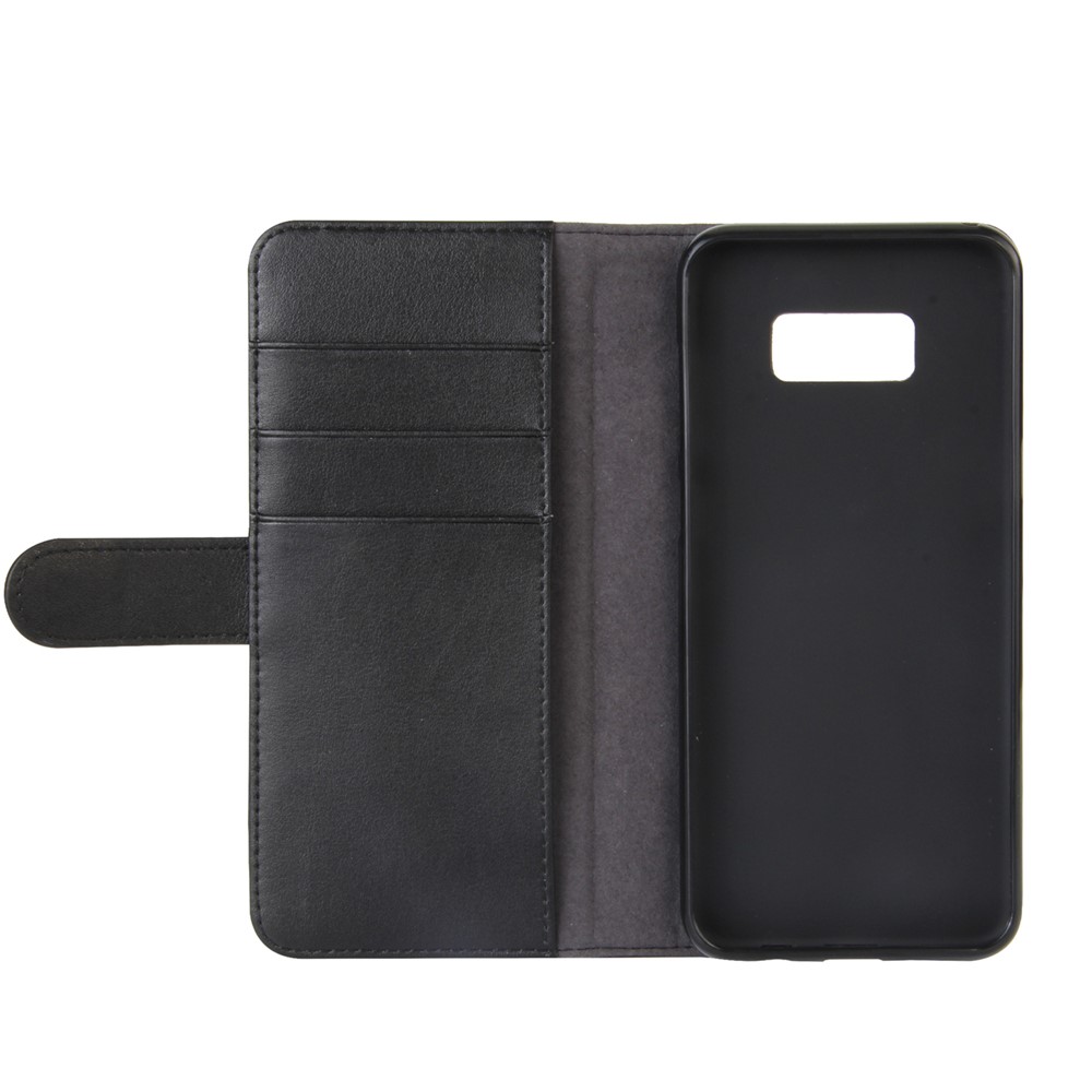 Genuine Split Leather Wallet Stand Phone Case for Samsung Galaxy S8 G950 - Black-3