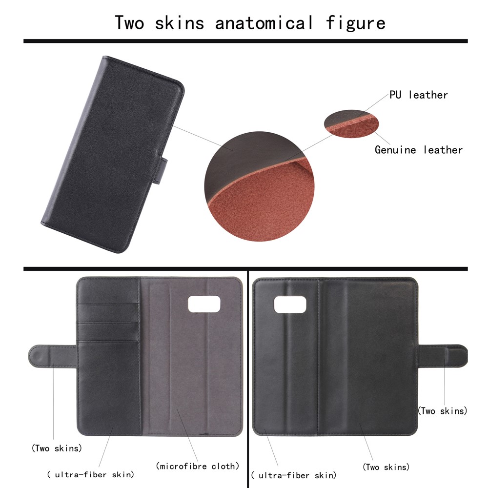 Genuine Split Leather Wallet Stand Phone Case for Samsung Galaxy S8 G950 - Black-8