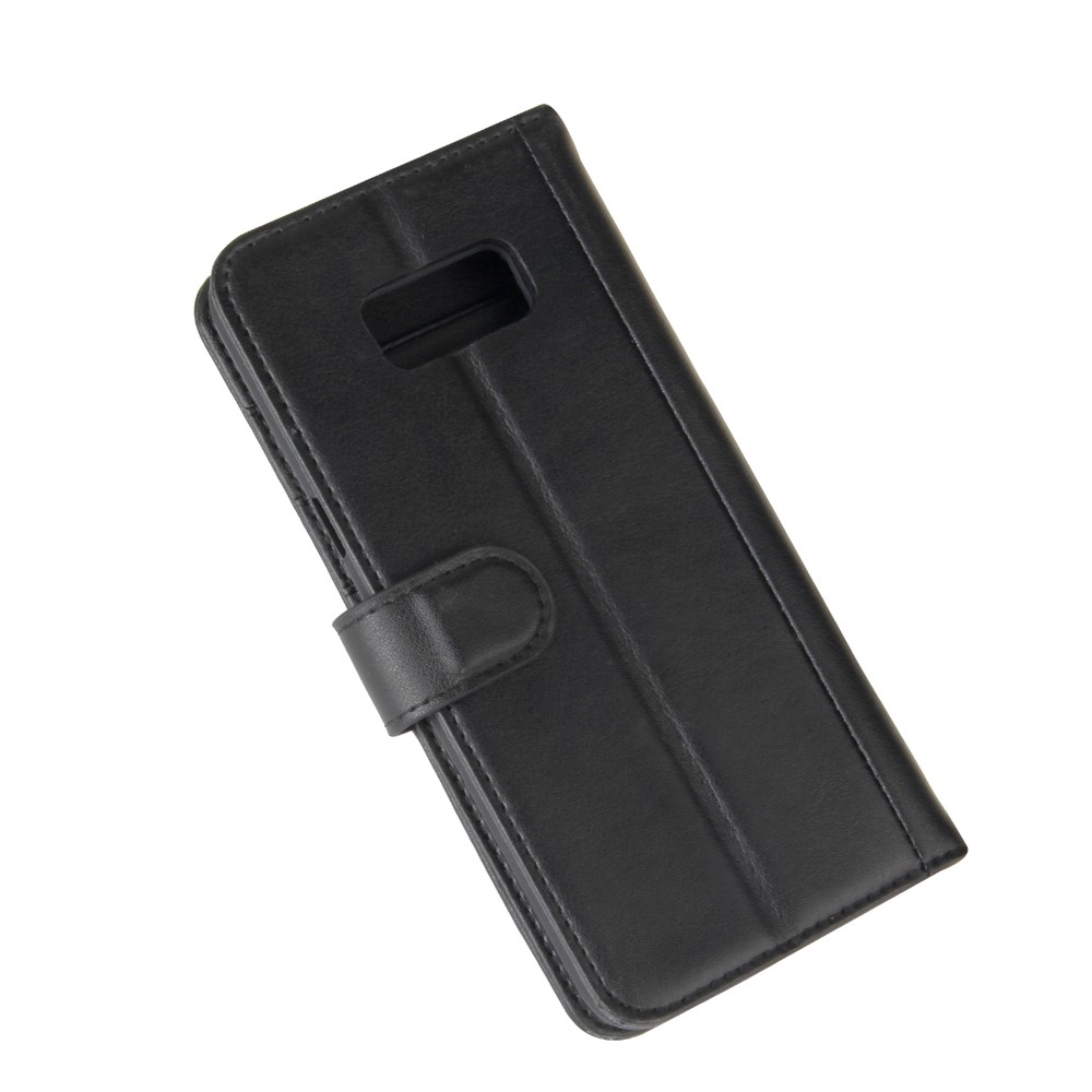 Genuine Split Leather Card Holder Stand Flip Case for Samsung Galaxy S8 Plus G955 - Black-2