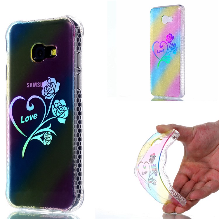 

For Galaxy A3 (2017) Colorful Plating IMD Lightweight TPU Cell Phone Shell -Love and Roses