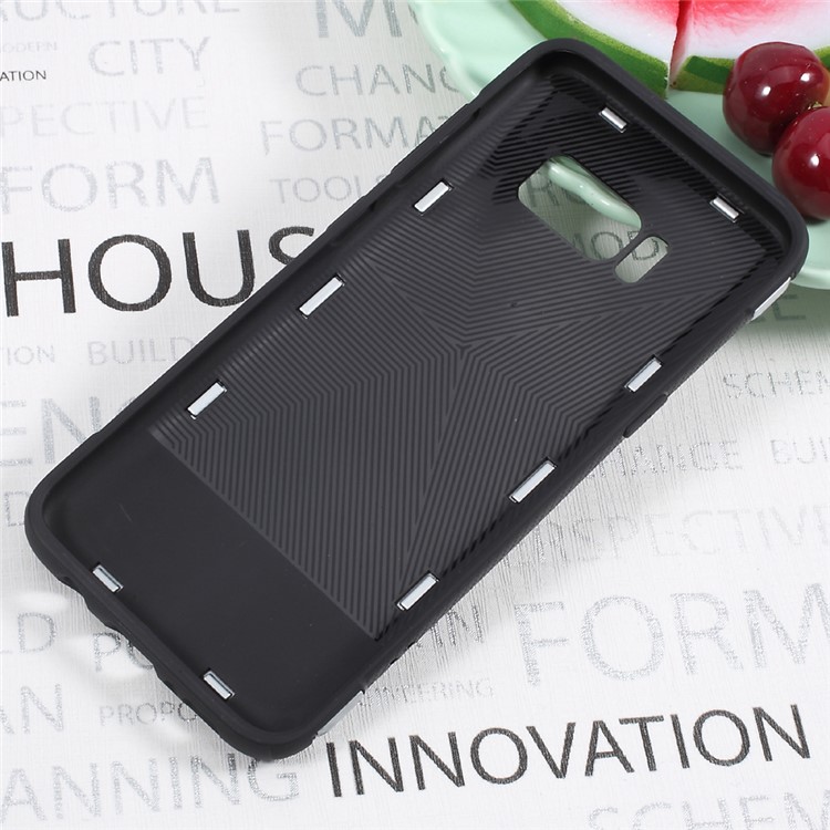 Magnetic Ring Holder TPU PC Back Case for Samsung Galaxy S8 SM-G950 - Silver-2