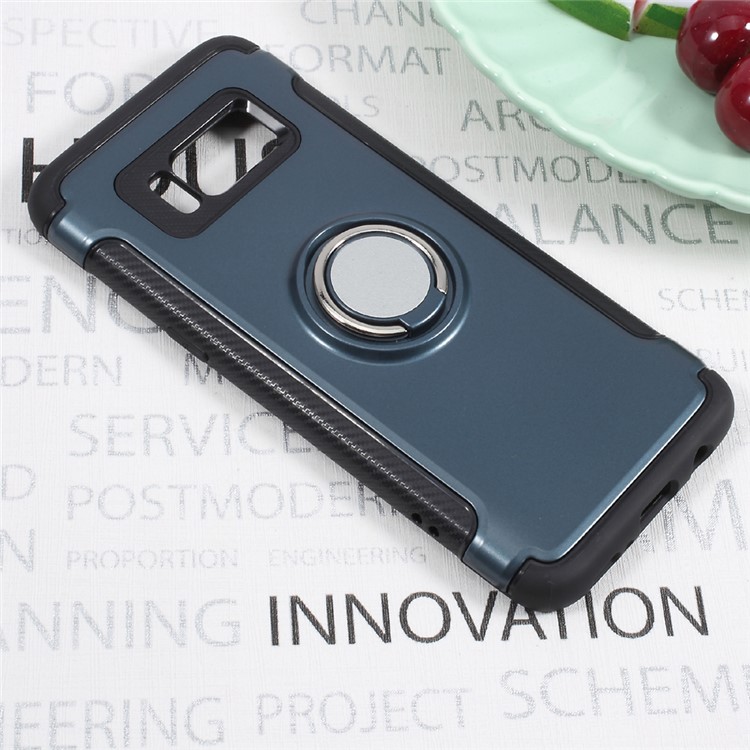 For Samsung Galaxy S8 SM-G950 Magnetic Ring Holder TPU PC Case Cover - Baby Blue-3