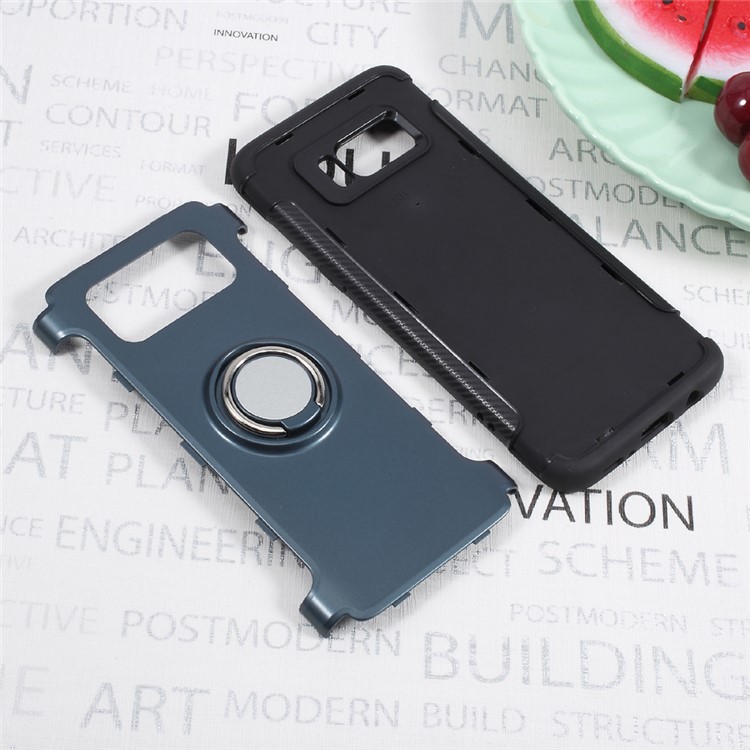 For Samsung Galaxy S8 SM-G950 Magnetic Ring Holder TPU PC Case Cover - Baby Blue-6