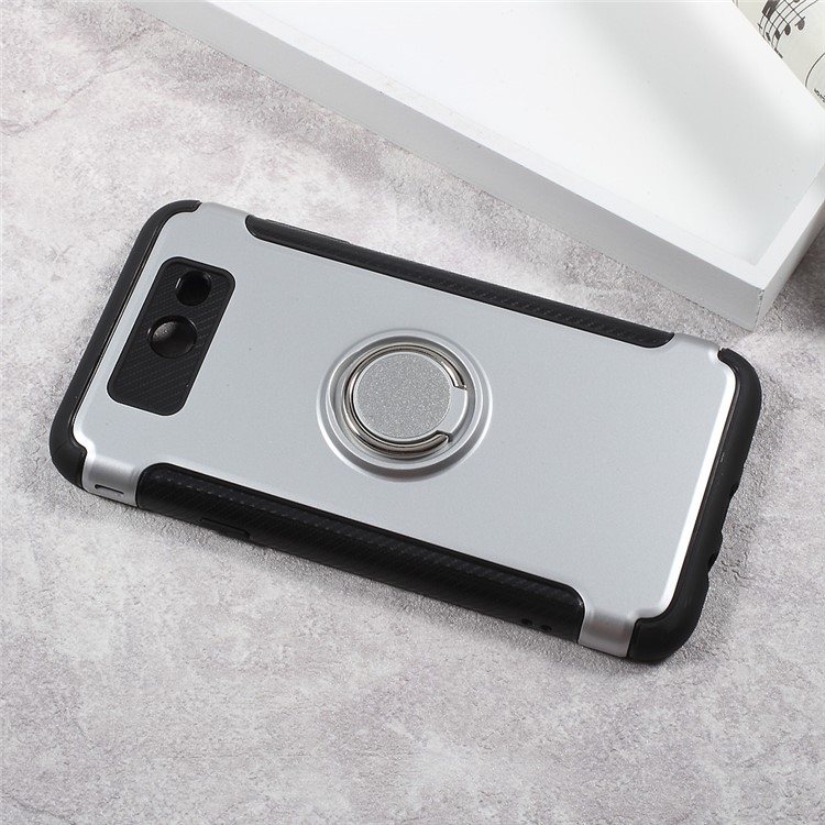 Armor Magnetic Ring Holder TPU PC Back Cover for Samsung Galaxy J3 Emerge/J3 Prime/J3 (2017) - Silver-2