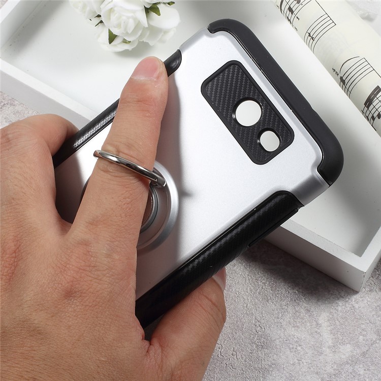 Armor Magnetic Ring Holder TPU PC Back Cover for Samsung Galaxy J3 Emerge/J3 Prime/J3 (2017) - Silver-5