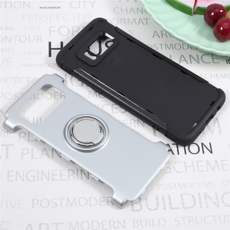 Ring Holder TPU PC Back Case for Samsung Galaxy S8+ SM-G955 - Silver-6