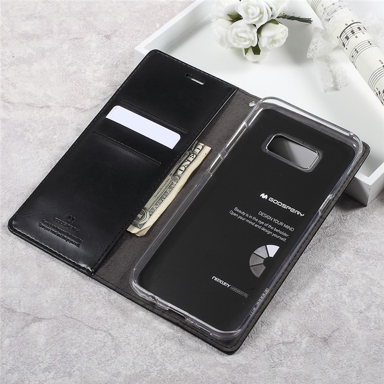 MERCURY GOOSPERY Blue Moon Leather Stand Wallet Mobile Case for Samsung Galaxy S8 Plus G955 - Black-5