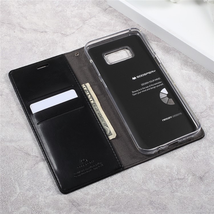 MERCURY GOOSPERY Blue Moon Leather Stand Wallet Mobile Case for Samsung Galaxy S8 Plus G955 - Black-6
