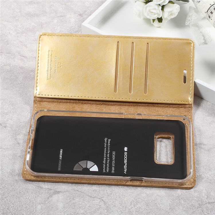 MERCURY GOOSPERY Blue Moon Wallet Stand Leather Casing for Samsung Galaxy S8 Plus G955 - Gold-5