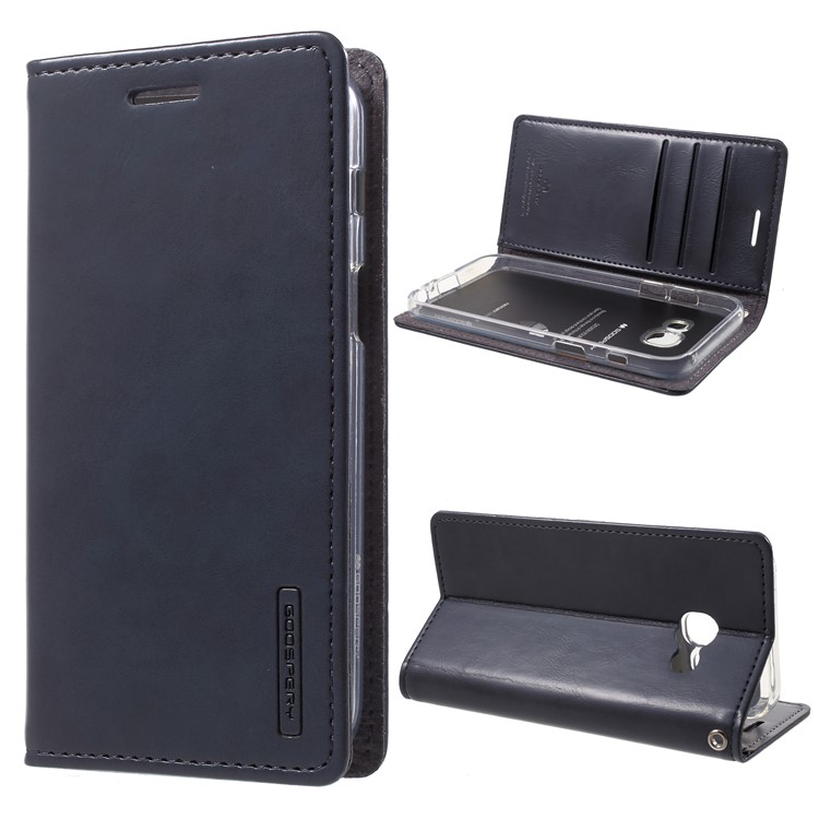 MERCURY GOOSPERY Blue Moon for Samsung Galaxy A3 (2017) A320 Leather Wallet Shell with Stand - Dark Blue-1