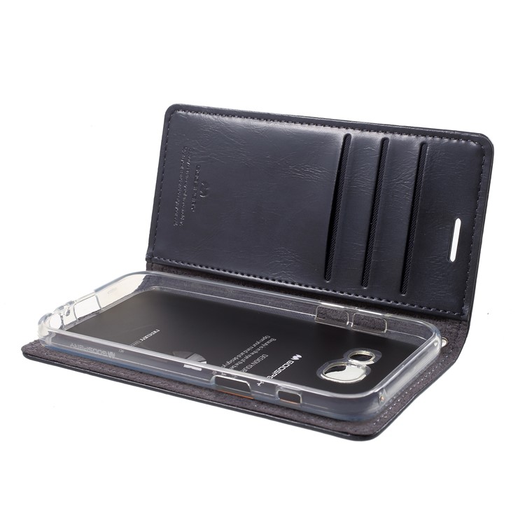 MERCURY GOOSPERY Blue Moon for Samsung Galaxy A3 (2017) A320 Leather Wallet Shell with Stand - Dark Blue-6