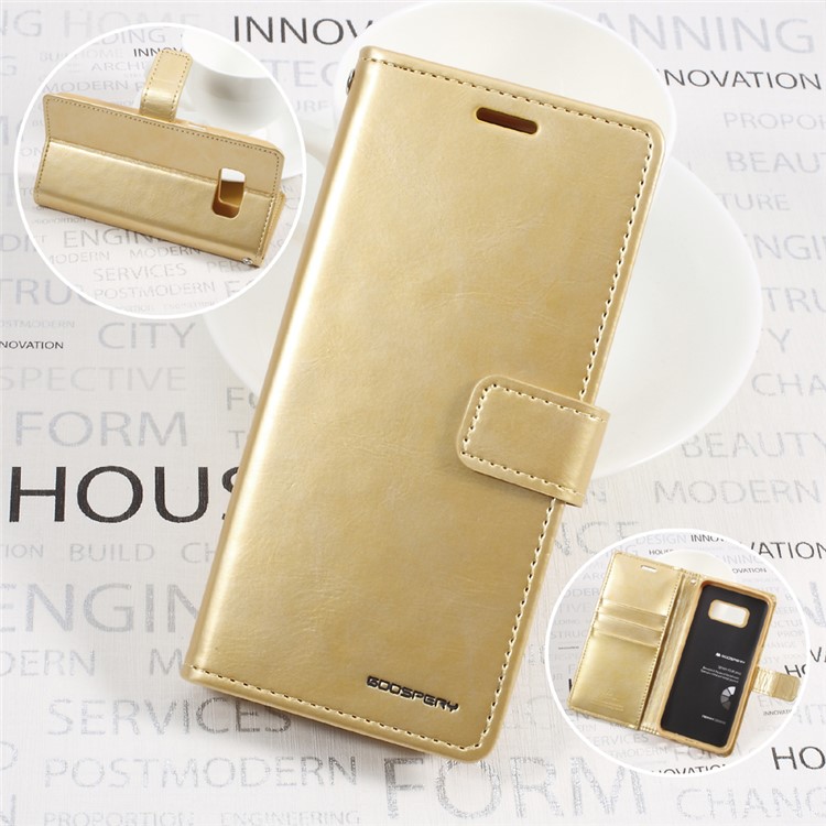 MERCURY GOOSPERY Blue Moon Stand Leather Wallet Case for Samsung Galaxy S8 Plus SM-G955 - Gold-1