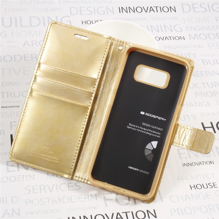 MERCURY GOOSPERY Blue Moon Stand Leather Wallet Case for Samsung Galaxy S8 Plus SM-G955 - Gold-6