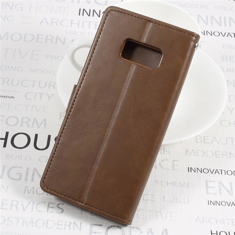MERCURY GOOSPERY Blue Moon Stand Leather Wallet Folio Case for Samsung Galaxy S8+ SM-G955 - Brown-2