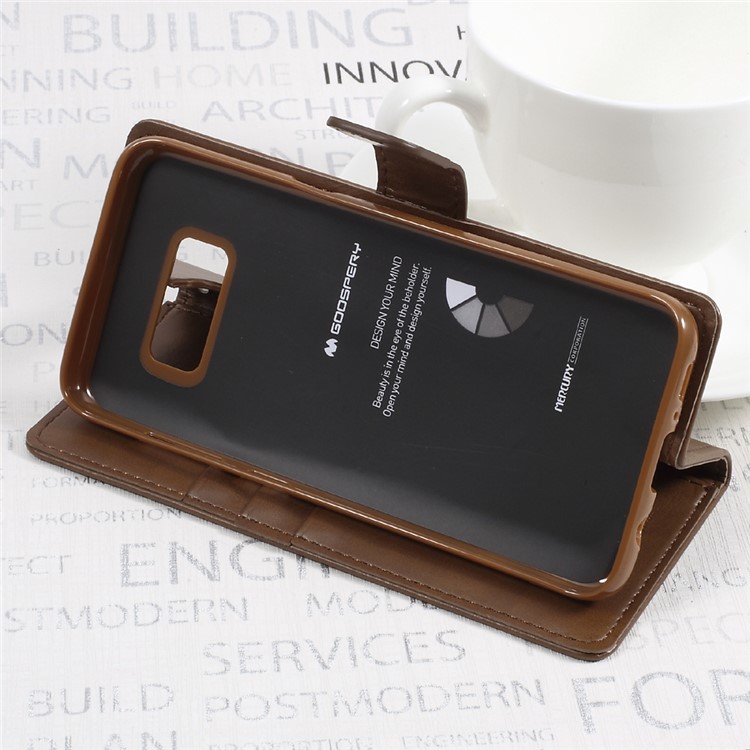 MERCURY GOOSPERY Blue Moon Stand Leather Wallet Folio Case for Samsung Galaxy S8+ SM-G955 - Brown-4