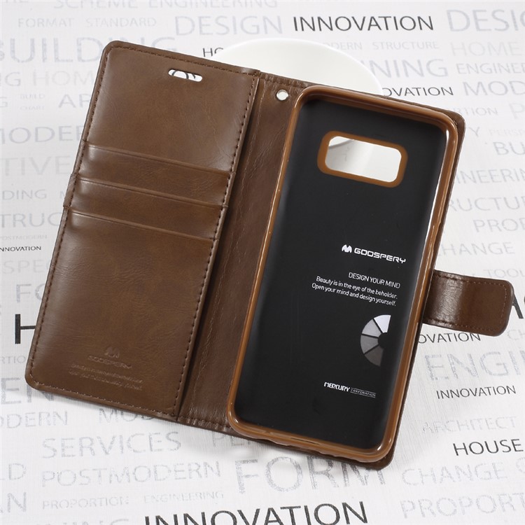 MERCURY GOOSPERY Blue Moon Stand Leather Wallet Folio Case for Samsung Galaxy S8+ SM-G955 - Brown-6