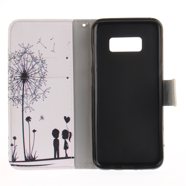 Pattern Printing Leather Wallet Case for Samsung Galaxy S8+ SM-G955 - Dandelion and Lovers-10