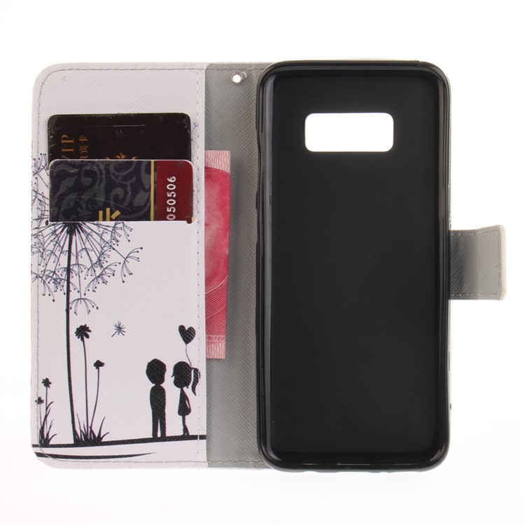 Pattern Printing Leather Wallet Case for Samsung Galaxy S8+ SM-G955 - Dandelion and Lovers-9