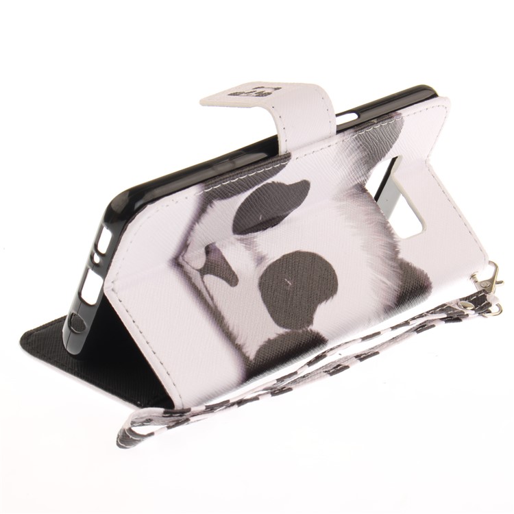 Pattern Printing Leather Wallet Case for Samsung Galaxy S8 SM-G950 - Adorable Panda-7