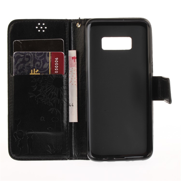 Imprint Dandelion and Lovers Leather Wallet Case for Samsung Galaxy S8+ SM-G955 - Black-9