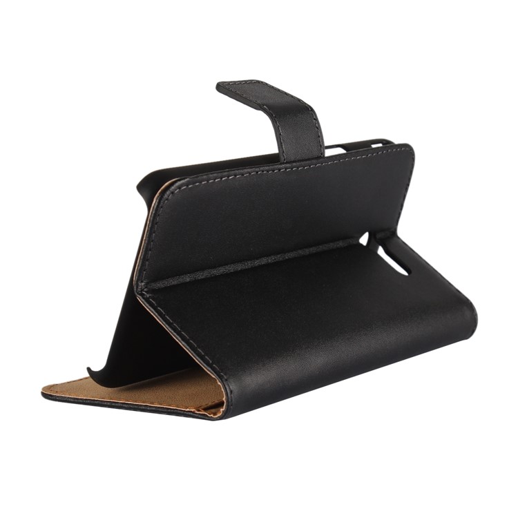 Genuine Split Leather Wallet Magnetic Flip Case for Samsung Galaxy J5 (2017) - Black-3