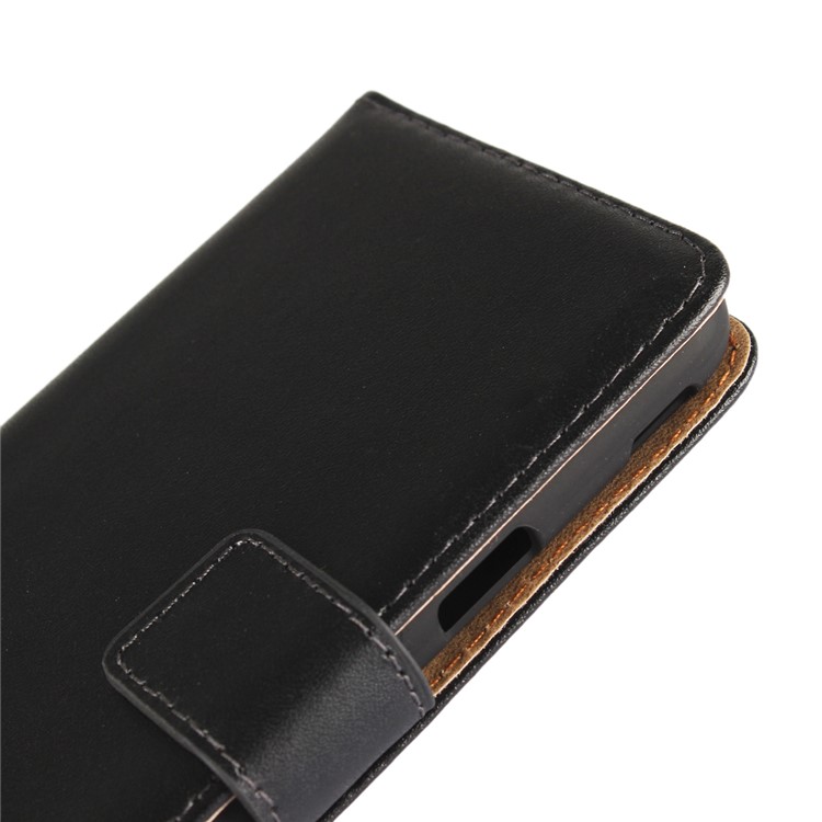 Genuine Split Leather Wallet Magnetic Flip Case for Samsung Galaxy J5 (2017) - Black-6