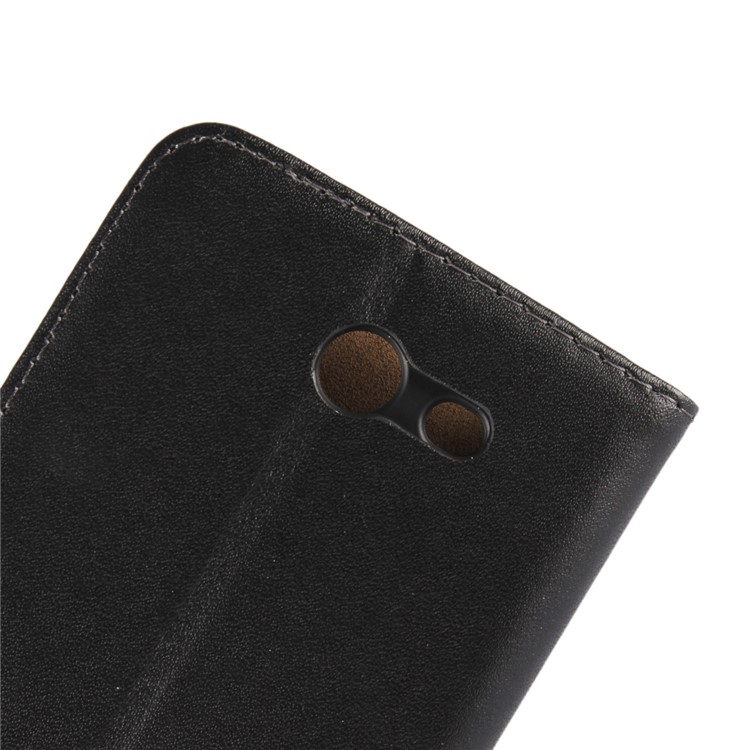Genuine Split Leather Wallet Magnetic Flip Case for Samsung Galaxy J5 (2017) - Black-7