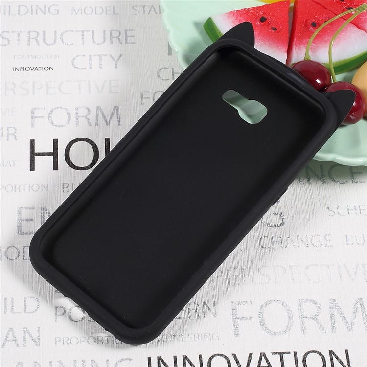 Lovely 3D Moustache Cat Soft Silicone Case for Samsung Galaxy A3 (2017) - Black-4
