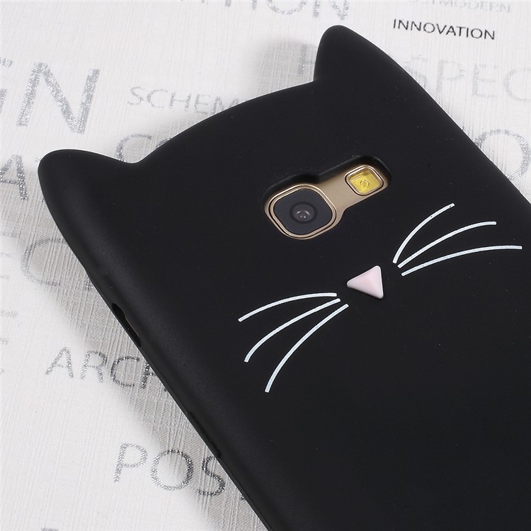 Lovely 3D Moustache Cat Soft Silicone Case for Samsung Galaxy A3 (2017) - Black-5