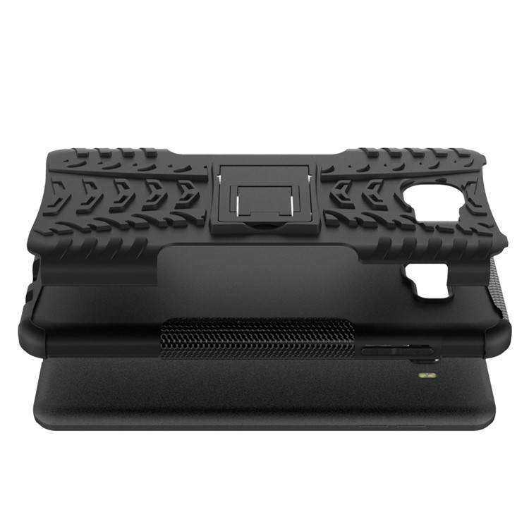 For Samsung Galaxy C9 Pro Tyre Pattern Kickstand PC + TPU Back Shell - Black-13