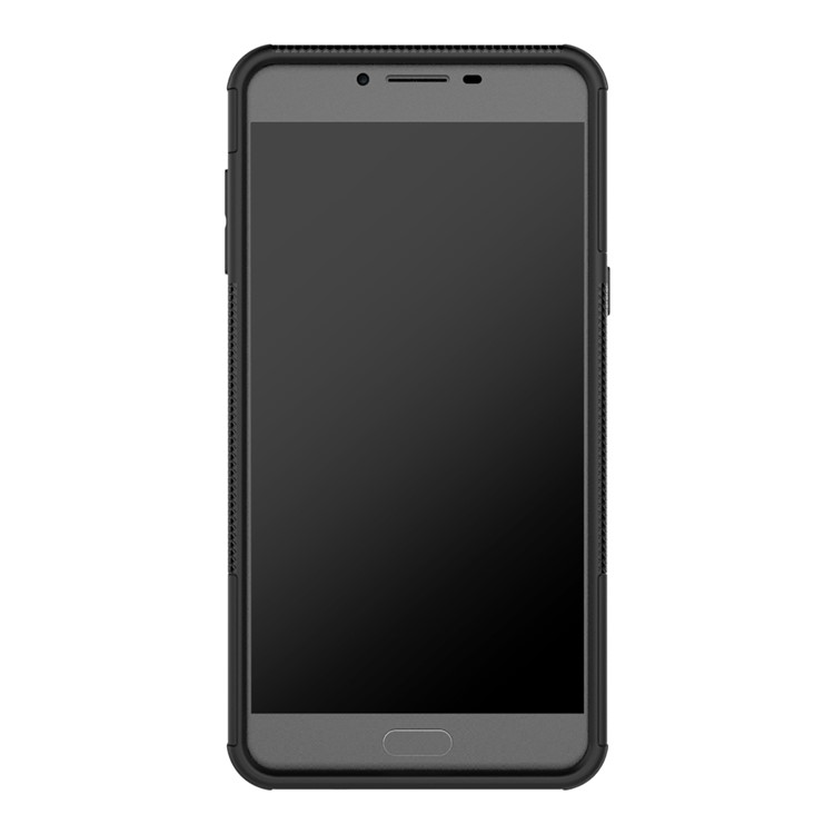 For Samsung Galaxy C9 Pro Tyre Pattern Kickstand PC + TPU Back Shell - Black-2