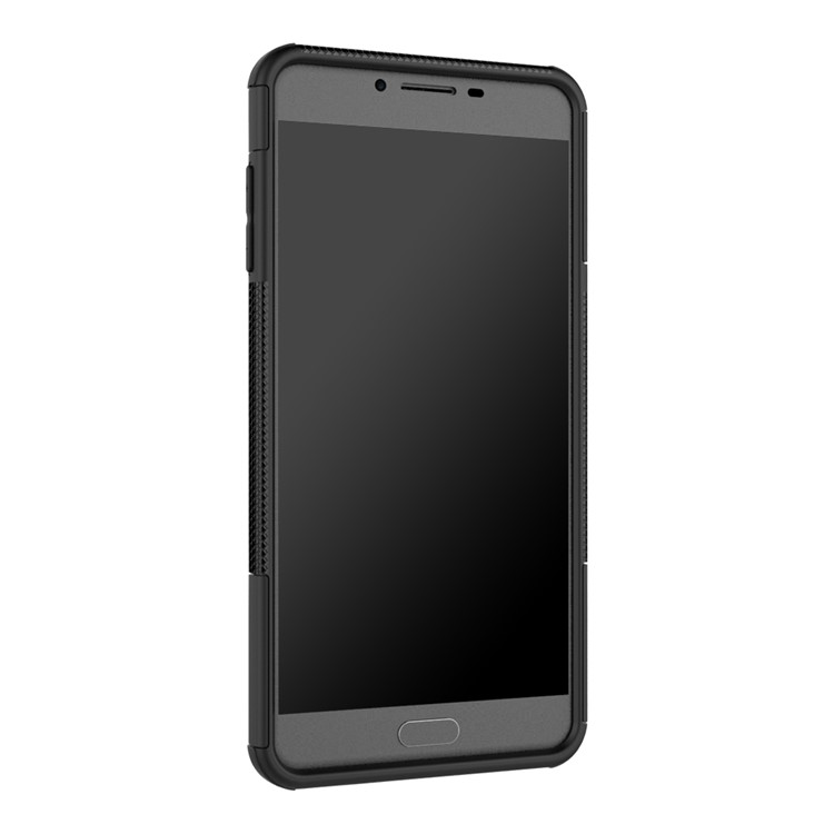 For Samsung Galaxy C9 Pro Tyre Pattern Kickstand PC + TPU Back Shell - Black-3
