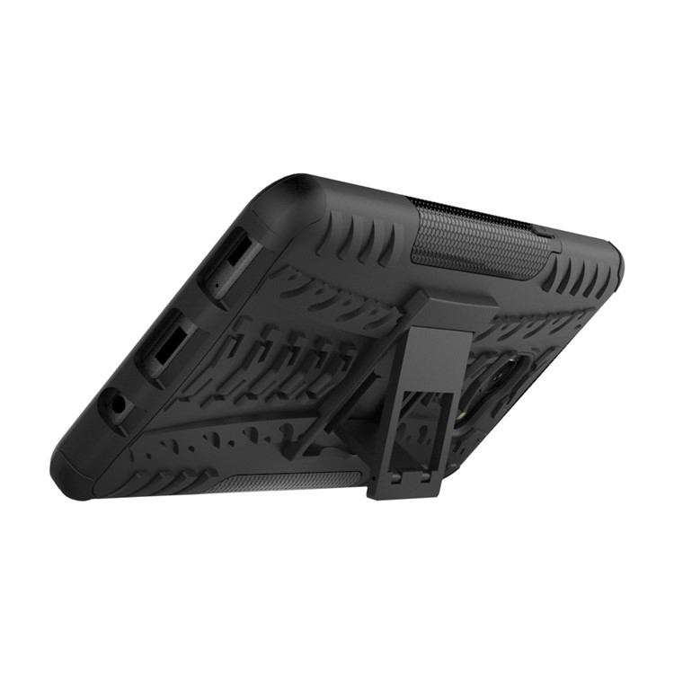 For Samsung Galaxy C9 Pro Tyre Pattern Kickstand PC + TPU Back Shell - Black-6