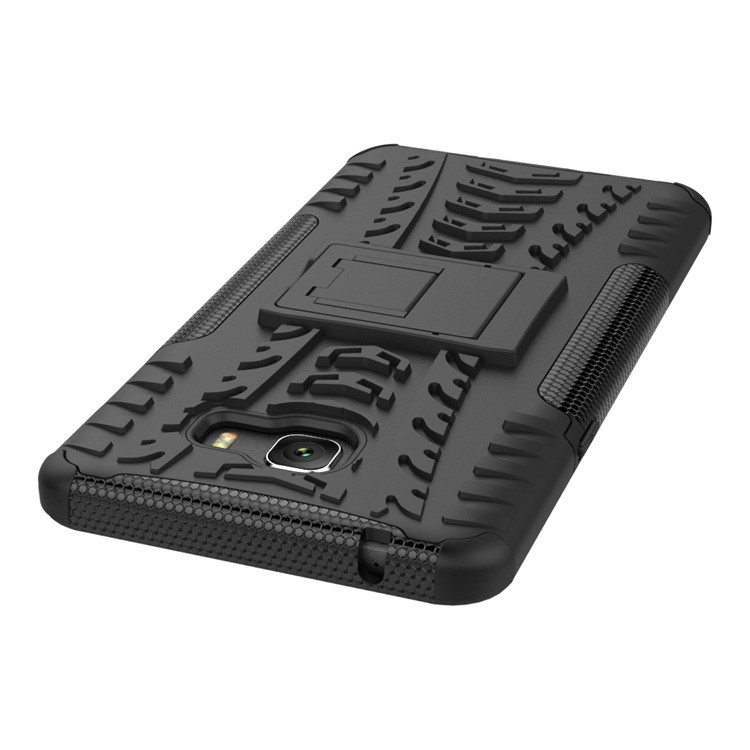 For Samsung Galaxy C9 Pro Tyre Pattern Kickstand PC + TPU Back Shell - Black-8