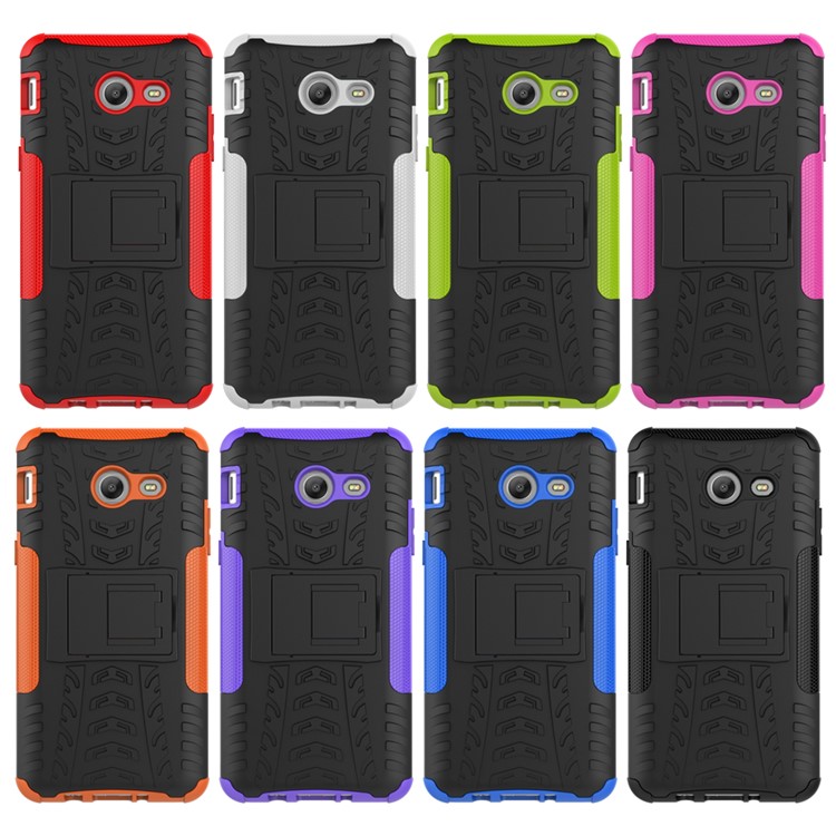 Kickstand Hybrid PC+TPU Case Cover Cool Tire Pattern for Samsung Galaxy J5 (2017) - Black-15