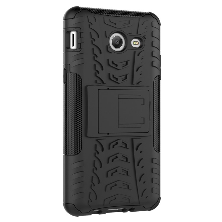 Kickstand Hybrid PC+TPU Case Cover Cool Tire Pattern for Samsung Galaxy J5 (2017) - Black-3