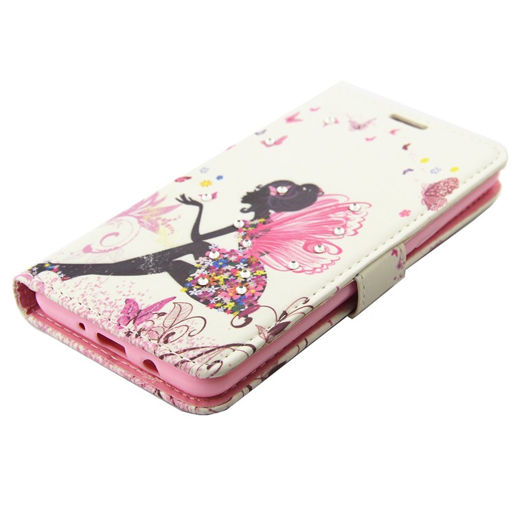 Patterned Rhinestones Leather Wallet Foldable Shell for Samsung Galaxy J5 (2017) J520 - Butterfly Fairy-6