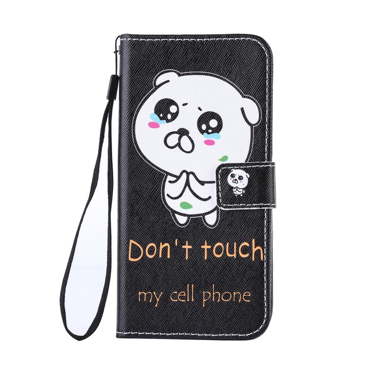 Patterned PU Leather Wallet Stand Case for Samsung Galaxy A3 (2017) - Don't Touch My Cell Phone-1