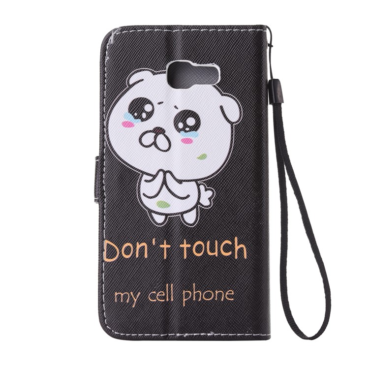 Patterned PU Leather Wallet Stand Case for Samsung Galaxy A3 (2017) - Don't Touch My Cell Phone-2
