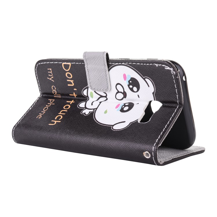 Patterned PU Leather Wallet Stand Case for Samsung Galaxy A3 (2017) - Don't Touch My Cell Phone-4