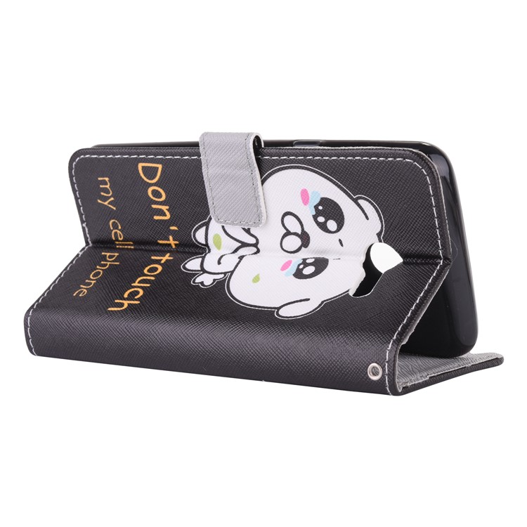 Patterned PU Leather Wallet Stand Case for Samsung Galaxy J3 Emerge/J3 Prime/J3 (2017) - Don't Touch My Cell Phone-5