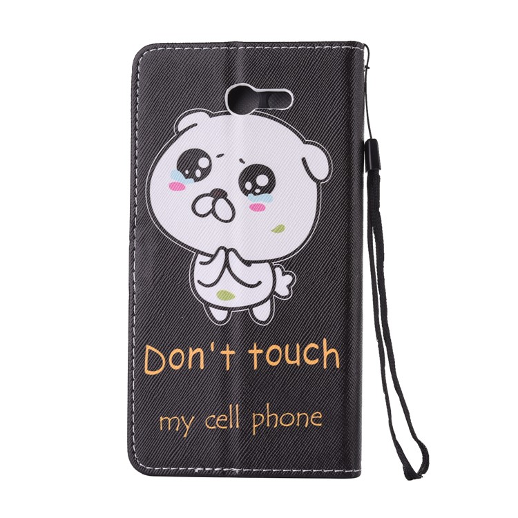 For Samsung J7 (2017) Patterned Leather Wallet Phone Case with Strap - Do Not Touch My Cell Phone-2