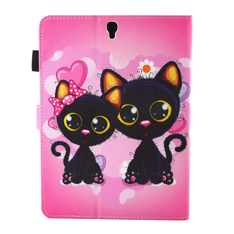 Patterned Card Holder Leather Case for Samsung Galaxy Tab S3 9.7-inch T820 - Two Lovely Cats-2