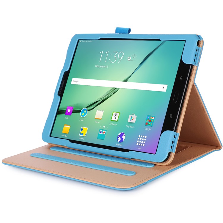 Business Style Folio Stand Leather Shell Case for Samsung Galaxy Tab S3 9.7 inch - Blue-5