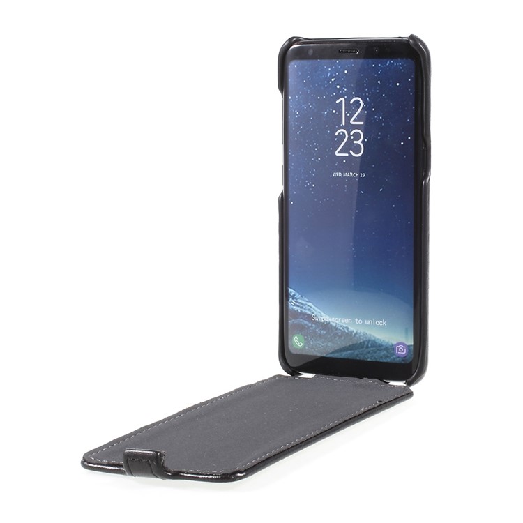 Vertical Flip Crazy Horse Grain Leather Phone Casing for Galaxy S8 G950 - Black-4