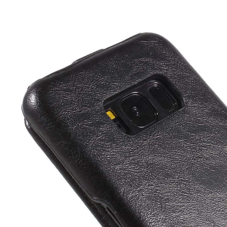 Vertical Flip Crazy Horse Grain Leather Phone Casing for Galaxy S8 G950 - Black-7