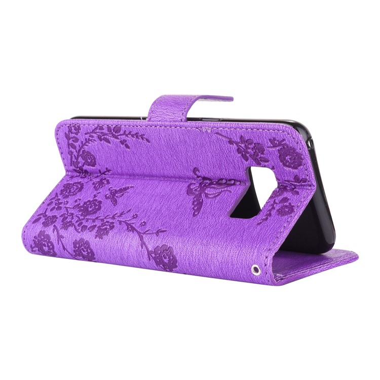 Imprinted Butterfly Flowers Crystal Stand Leather Wallet Case for Samsung Galaxy S8 SM-G950 - Purple-4