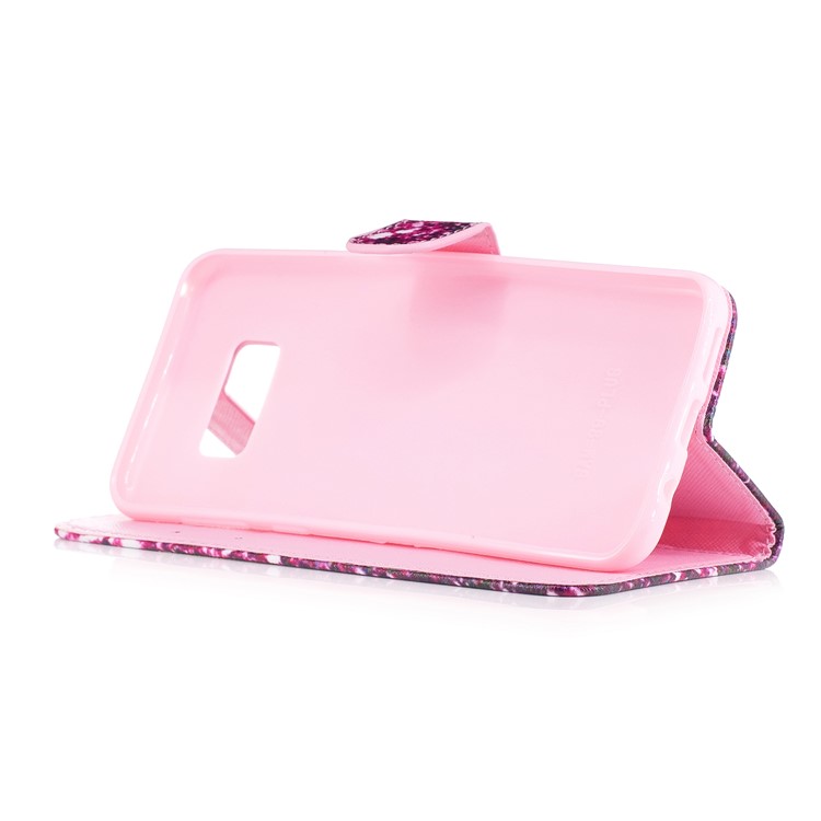Patterned Wallet Leather Stand Case for Samsung Galaxy S8+ SM-G955 - Rose Sequins-4