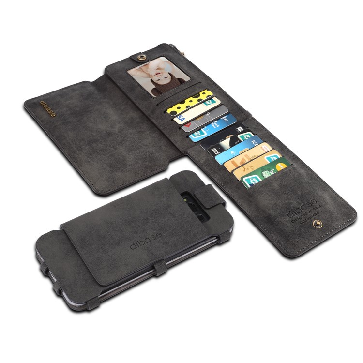 DIBASE Zippered Leather Wallet with Inner Detachable Phone Case for Samsung Galaxy A7 (2017) - Black-3